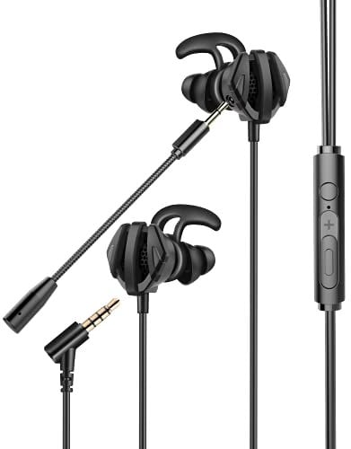 BOLT AXTION Flex Buds in-Ear Mobile, Wired Gaming Earbuds - Xbox Series X/S, PS5, PS4, Switch, PC - Lightweight, Dual Microphone, Detachable Boom Mic, Noise Reducing, Black
