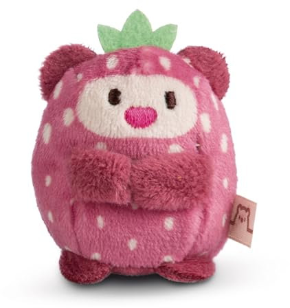My Mochi Kuscheltier Bär Nomo Erdbeere 5cm pink - Stofftier aus weichem Plüsch, niedliches Plüschtier zum Kuscheln und Spielen, für Kinder & Erwachsene, tolle Geschenkidee