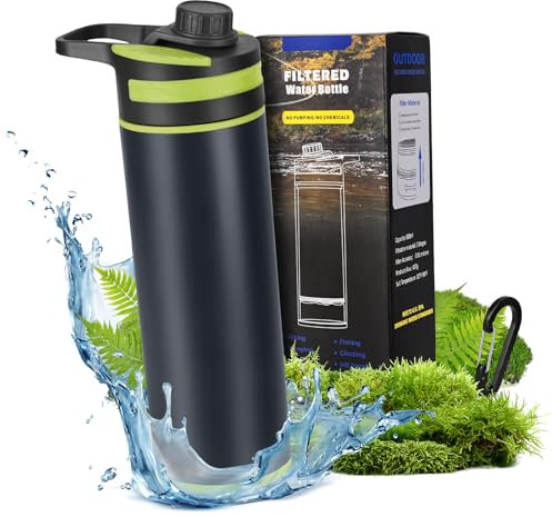 Gourde Filtrante De Voyage, 800ML Filtre à Eau pour L'extérieur Eau Potable Voyage Randonnée Trek Camping Kit Purificateur Réutilisable Filtre à eau pour randonnée camping survie les voyages