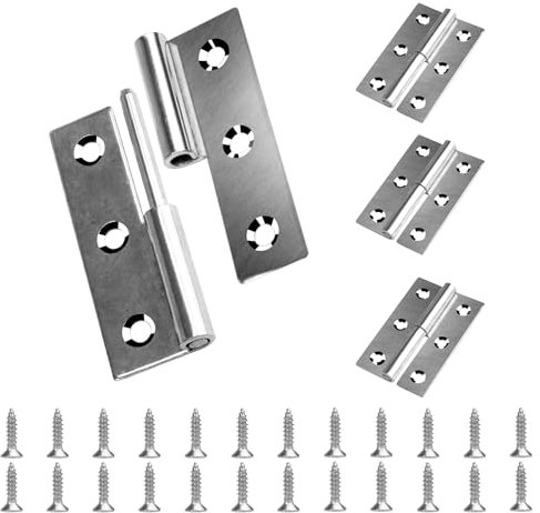Anstore Abnehmbares Scharnier 3 Inch, 4 Stück Aushebescharnier 75x50x2mm Scharniere Klappbar mit 24 Schrauben 16x4mm, Klavierband 304 Edelstahl Türscharnier Abnehmbare für Türen Fenster Schränke