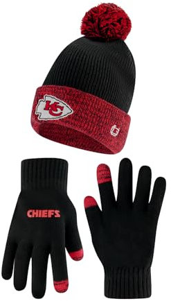 Ultra Game Youth NFL Offizielle superweiche zweifarbige Wintermütze mit extra warmen Touchscreen-Handschuhen