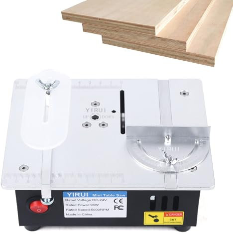 Tischkreissäge Tragbare, Multifunktionale Tischsäge Mini, Elektrische Tischsäge 96W DC24V, Holzbearbeitung DIY Schneidemaschine Präzisions, Table Saw für Holzbearbeitungsprojekte