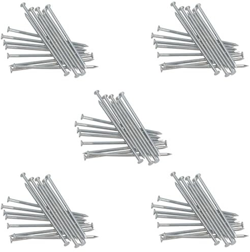 3mm x 100mm Round Headed Wire Nails for Concrete Brick Wood 80pc Zinc Plated