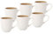 Lot de 6 tasses à expresso en céramique avec émail mat couleur crème 220 ml