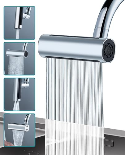 4 Function Kitchen Tap Spray Head Attachment | 360° Swivel Tap Extender for Sink | Spray Adapter | Replacement Sprayer