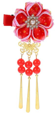 Garneck Japanischer Haarschmuck Haarnadeln Für Kimono - Geisha Haarspangen Mit Quaste - Traditionelles Asiatisches Haarzubehör in Rot Ideal Für Festlichkeiten Und Besondere Anlässe