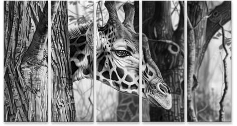 islandburner Prime Image sur toile girafe dans une forêt monochrome pour salon amoureux des animaux Art Images murales Poster