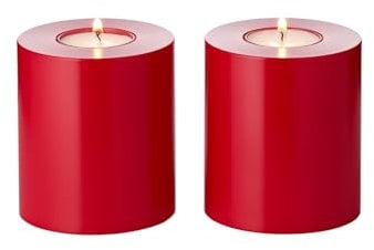 EDZARD 2er Set Teelichthalter Dauerkerze Cornelius Rot ø 8 cm, Höhe 9 cm, hitzebeständig bis 90