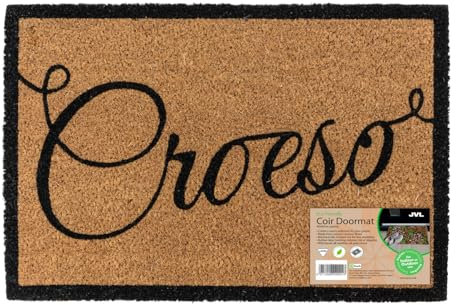 JVL Eco-Friendly Latex Backed Coir Entrance Doormat, 40x60cm - Croeso