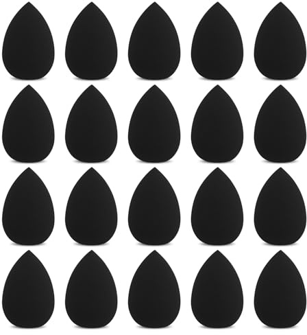 WLLHYF 20 Stück Mini Make-up Schwamm Soft Powder Puffs Bunte gepresste Puffs für Mineralpuder Kosmetik Loose Powder Body Powder Wet Dry Foundation Tool (Schwarz)