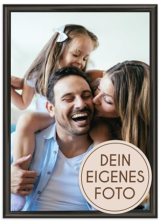 Wackadoo personalisierte Geschenke mit Bilderrahmen 10x15 Schwarz Fotodruck Bild Geschenk für Frauen und Männer Poster mit Wunschmotiv eigenes Foto