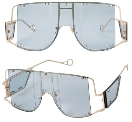 3MOG7Y1 Promi-Sonnenbrille für Damen, übergroße farbige Sonnenbrille, rosa Farbtöne, C7, Medium