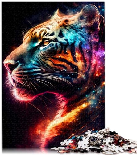 Puzzle 1000 Teile für Erwachsene Tiger anspruchsvolles schwieriges Puzzle 50 x 75 cm mit passendem Poster und Quizblatt für Teenager ab 14 Jahren