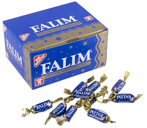 Falim Kaugummi Damla Sakız – Box mit 100 einzeln verpackten Kaugummis (140g) – türkischer Kaugummi mit Mastixgeschmack – zuckerfrei & zahnschonend – langanhaltender Kauspaß