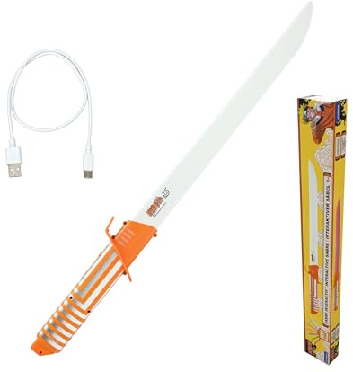 Lexibook, Naruto, Sable Naruto Interactivo Que reacciona a los Movimientos, 4 Modos de luz, se Ilumina en 8 Colores, Efectos sonoros de Combate, batería Recargable, RP20NA