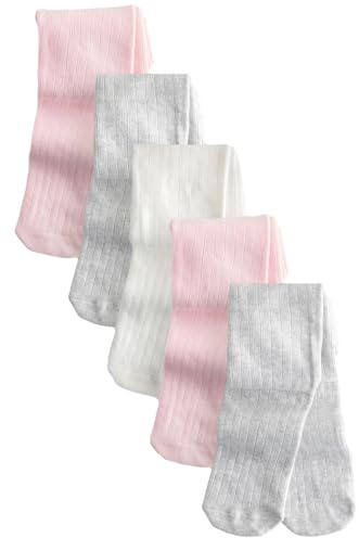 NEXT Baby Mädchen Strumpfhosen im 5er-Pack Pink/Grey 56-62