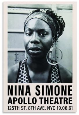 Nina Simone Poster, ästhetisches Vintage-Wandkunst, Leinwandposter, dekoratives Gemälde, Wohnzimmer, Schlafzimmer, Dekoration, 30 x 45 cm, ungerahmter Stil