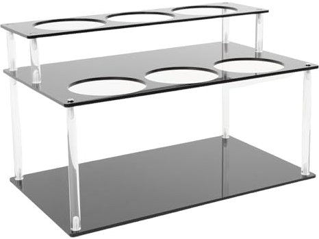 Cryfokt 2-stöckiges Kaffeesirup-Organizer-Regal aus Acryl, Flaschenhalter-Ständer für die Küche, Multifunktionales Display für Sirup, Olivenöl, Runde Flasche mit 8,4 Cm Durchmesser