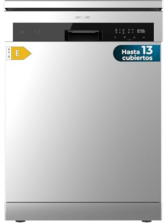 Cecotec Lavavajillas Libre Instalación 60cm Bolero Aguazero 6110 Inox. 1850W, 13 Cubiertos y 6 Programas, Función Media Carga, Programa 3 en 1, Delay Start, Dry+, FullTouch y ChildLock, Inox