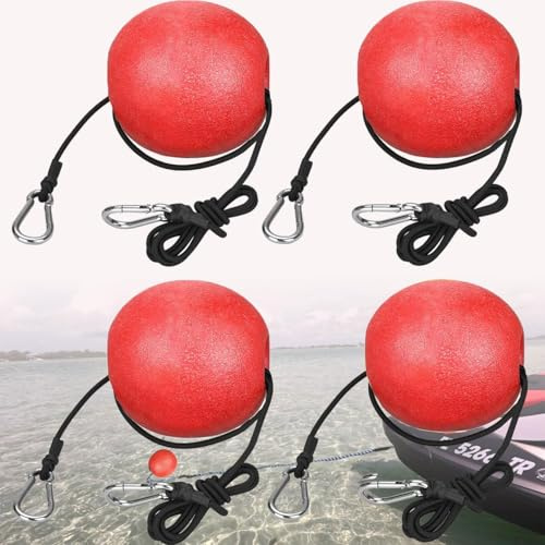 Anchor Bay Lot de 2 ou 4 ancrages de Natation Haute visibilité avec Bande élastique de 130 cm et Pince pour piscines, Ski Nautique et Cordes d'ancrage