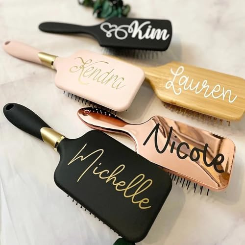 Miguha Personalisierte Haarbürste mit Namen, individuelles Luftkissen, Haarbürste, Airbag, Spiegelfinish, Brautjungferngeschenke, trendige Accessoires, Paddel, Brautparty