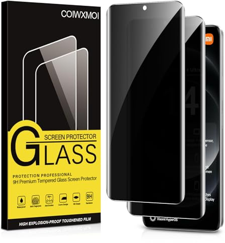 Coiwxmoi Protector Pantalla Privacidad para Xiaomi 14 Ultra Cristal Vidrio Templado Antiespia 9H Dureza Anti-Arañazos Antihuellas Anti Espía Protectora Película Sin Burbujas Privacy,2 Piezas