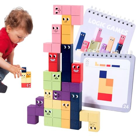 Tyinerc Holzbausteine für Kinder | Kreatives Lern- und Spielspielzeug, Expression-Baustein, für das Spiel zu Hause, im Kindergarten und im Klassenzimmer