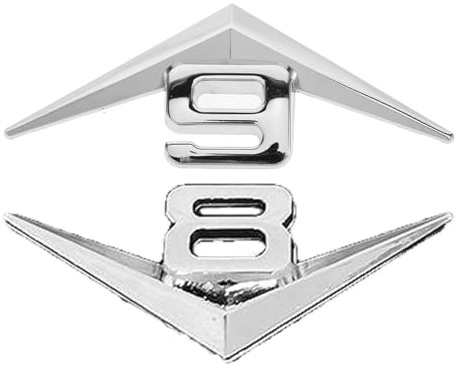 Mikinona 2 Stück 3d Metall Auto Emblem 6 zylinder 8 zylinder Silber Passend Kfz Heckaufkleber Robustes Außenzubehör zur Fahrzeugkarosserie Dekoration