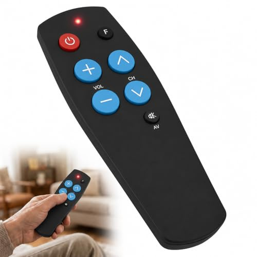 Telecommande Universelle Senior, Télécommande TV de Remplacement à Gros Boutons, Facile à Utiliser et à Configurer TV Infrarouge pour Personnes Âgées Démence