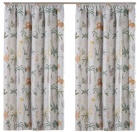 heimtexland Kinder Deko Vorhang 2er Set Verdunkelungsgardinen Kinderzimmer Thermo-Gardine Sonnenschutz Kälteisolierend verdunkelnd Typ922 Safari Bandschal HxB 175x135 cm
