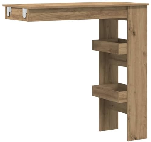 Générique Moderner Wand-Bartisch mit 2 Aufbewahrungsfächern, Eichenholz, Wandbefestigung inklusive