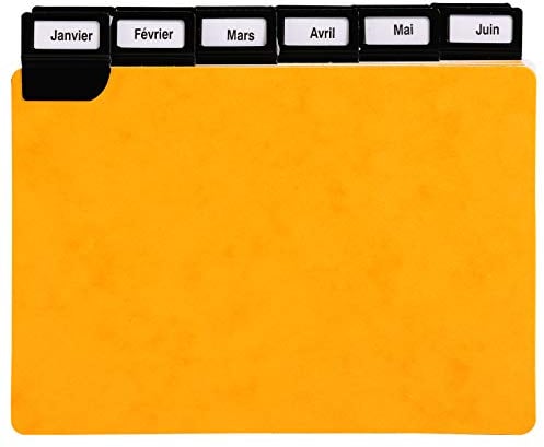 Exacompta 13752E Trennblätter Colorspan 24 teilig DIN A6 150x105mm quer mit schwarzen Metalltaben Register gelb
