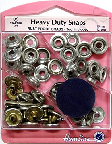 Heavy Duty Snaps 15mm x 12 Sets Poppers Fasteners Press Studs BNIP Choose Type (Silver)