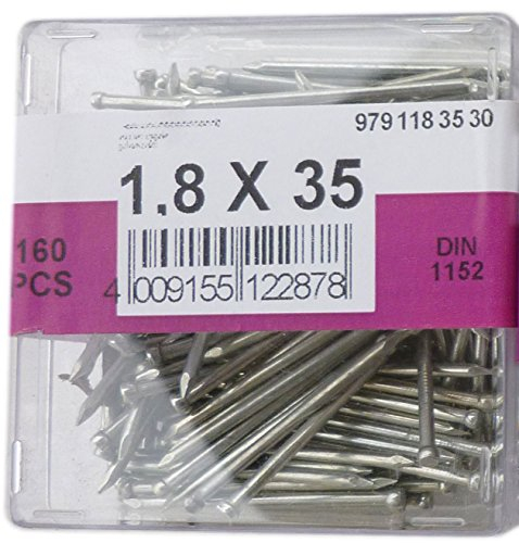 160 Stk. Drahtstifte Senkkopf verzinkt 1,8x35 mm DIN 1152 in wiederverschließbarer Plastikbox 9791183530