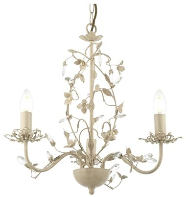 Endon Lullaby 3 arm chandelier pendant light (Lullaby-3CR, cream, gold)