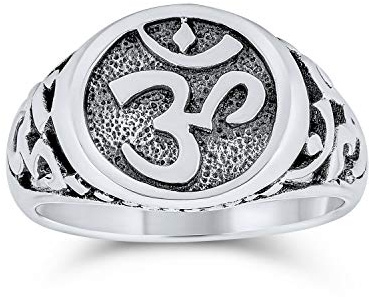 Bling Jewelry Om-Siegelring mit Devanagari-Schrift für Frauen und Männer oxidiertes .925 Sterlingsilber