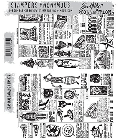 Stampers Anonymous Tim Holtz Cling Rubber Stamp Set, 7-Inch by 8.5-Inch, Seasonal Catalog Number 1
