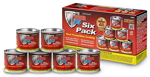 POR-15 Six Pack Rust Preventive Coating, Stop Rust and Corrosion Permanently, Anti-rust Protective Barrier, 4 Fluid Ounces, Gloss Black, Pack of 6