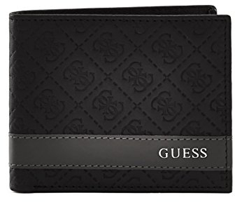 GUESS Herren Leder Slim Bifold Geldbörse schwarz Bedruckt Einheitsgröße Leder Slim Bifold Wallet