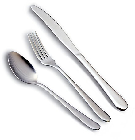 HornTide 12-Piece Flatware Sets de cubiertos Cuchillo Tenedor Cuchara de Servicio 4 persona de acero inoxidable