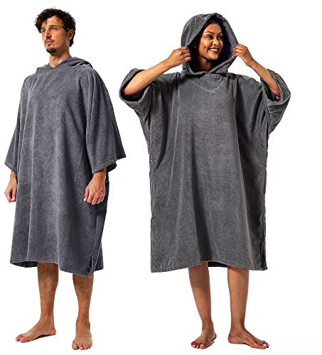 Winthome Changing Bath Robe, Surf Poncho Towel with hooded (M, Grey)