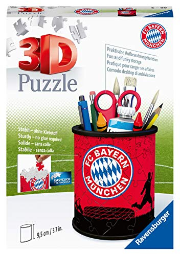 Ravensburger 3D Puzzle 11215 - Utensilo FC Bayern - Stiftehalter für FC Bayern München Fans ab 6 Jahren, Schreibtisch-Organizer für Erwachsene und Kinder