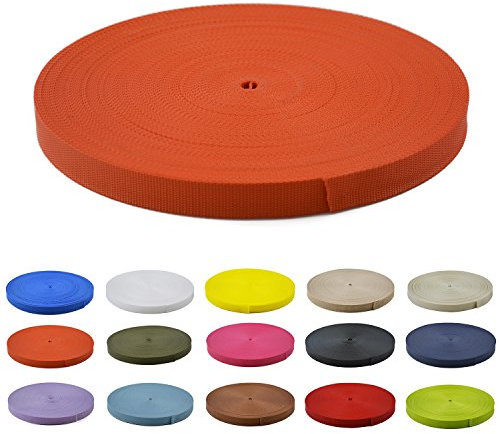 Gurtband Polypropylen 10 Meter lang - 1 Menge Verschiedene Breiten 10mm 15mm 20mm 25mm 30mm 40mm 50 mm (Orange, 15MM)