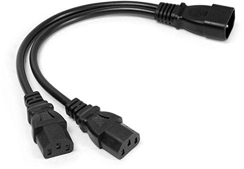 Single C14 to Dual C13 Short Power Y Type Splitter Adapter Cable Cord