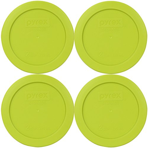 Pyrex 7200-PC 2 Cup Edamame Green Round Plastic Lid (4, Edamame Green)
