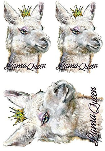 Ideen mit Herz Color Bügeltransfers, DIN A4, Lama Queen Nr. 2 | Textilien wie T-Shirts & Taschen mit Bügelmotiven verzieren | Transfer-Bilder schnell & einfach aufbügeln | DIY Textildesign