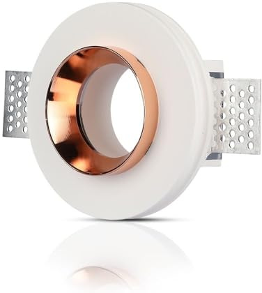 VT-866 Gips-Leuchte mit mattem Rotgold Metall, rund, 1 x GU10, Weiß