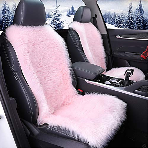 1 stück Sitzauflage Autositzkissen Autositzbezug Auto Sitzbezug Lammfell Vordersitzbezug Universal (Pink)