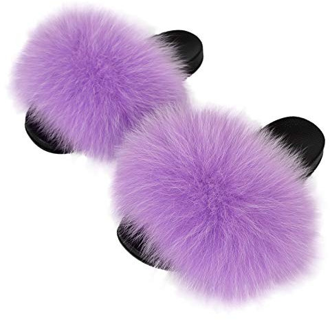 FOLOBE Pelliccia Sintetica da Donna Pantofole Sintetica Peluche Pelliccia Sintetica Antiscivolo Piatte Ciabatte da Casa Morbido Peluche Pelliccia Sintetica Slides