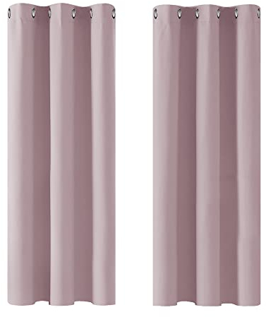 Deconovo Blickdicht Gardinen mit Ösen für Schlafzimmer Thermogardinen Vorhang Blickdicht Kälteschutz Thermogardine Hitzeschutz Dicke Thermovorhang, 138x107cm(HöhexBreite), Hellpink, 2er Set